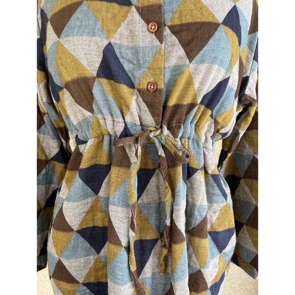 Ashir Aley Geometric Artsy Dress Size XL Mini Long Sleeves Pockets Casual Work - Picture 5 of 14